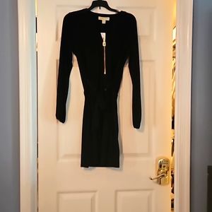 Michael Kors black belted zip dress